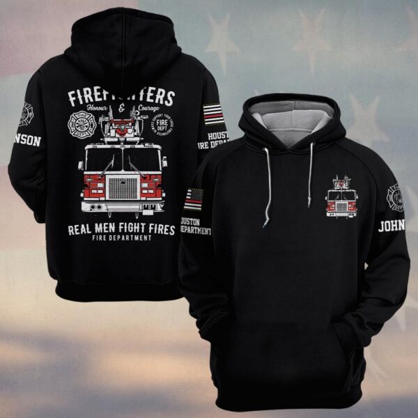 Custom Name & Fire Department Real Men Fight Fires #DQH0390 - Hoodie