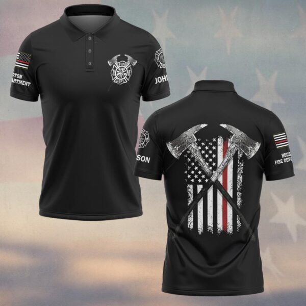 Custom Name & Fire Department Crossed Axes – Earned, Not Given #DQH0387 - Polo