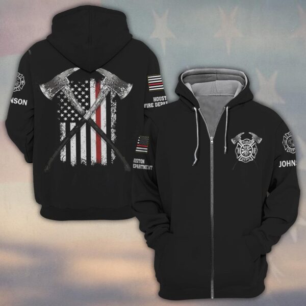 Custom Name & Fire Department Crossed Axes – Earned, Not Given #DQH0387 - Zip Hoodie