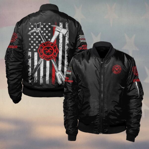 Custom Name & Fire Department Halligan And Axe #DQH0388 - Bomber Jacket