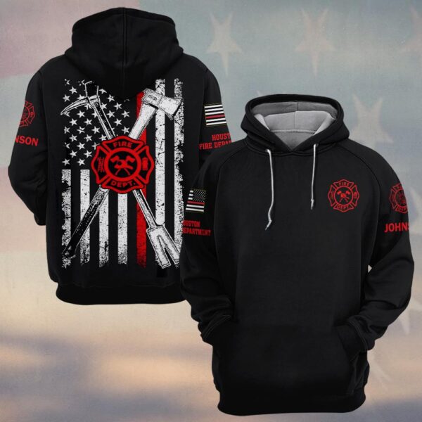 Custom Name & Fire Department Halligan And Axe #DQH0388 - Hoodie