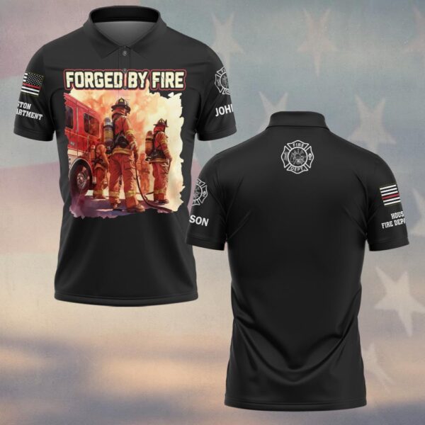 Custom Name & Fire Department Forged By Fire Built By The Job #DQH0389 - Polo