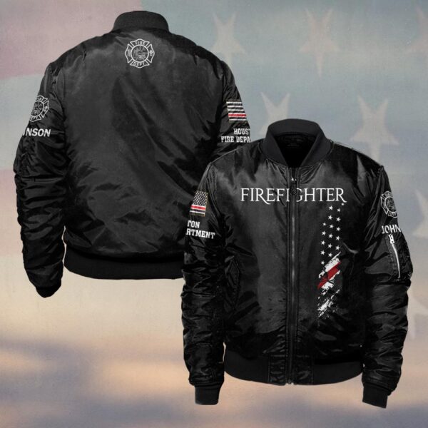 Custom Name & Fire Department Firefighter #DQH0391 - Bomber Jacket