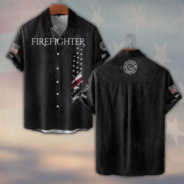 Custom Name & Fire Department Firefighter #DQH0391 - Short Sleeve Button Shirt