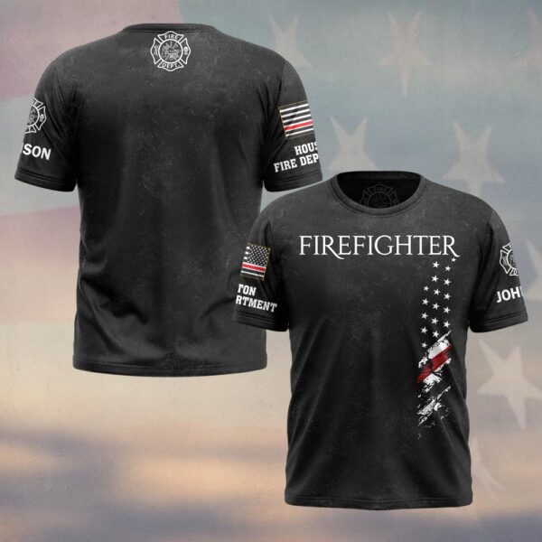 Custom Name & Fire Department Firefighter #DQH0391 - T-shirt