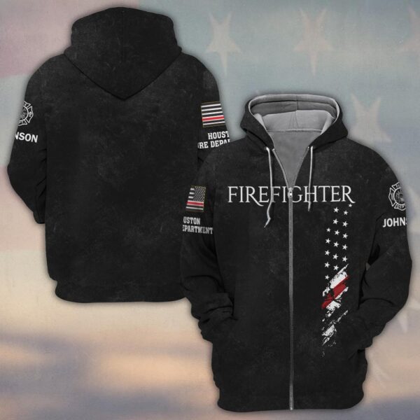 Custom Name & Fire Department Firefighter #DQH0391 - Zip Hoodie