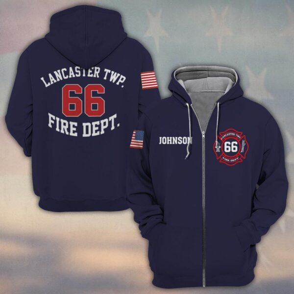 Custom Name, Number & Fire Dept Station Pride #DQH0396 - Zip Hoodie