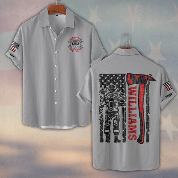 Custom Name & Fire Dept Volunteer Strong – Tillman Axe #DQH0397 - Short Sleeve Button Shirt