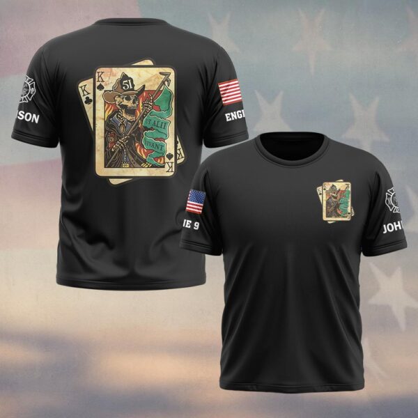 Custom Name & Text Ut Alii Vivant King Cards Firefighter #DQH0412 - T-shirt