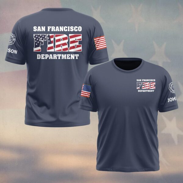 Custom Name & Fire Department USA Firefighter #DQH0417 - T-shirt