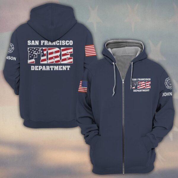 Custom Name & Fire Department USA Firefighter #DQH0417 - Zip Hoodie