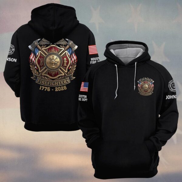 Custom Name & Fire Department USA Firefighter 1776 - 2006 #DQH0421 - Hoodie