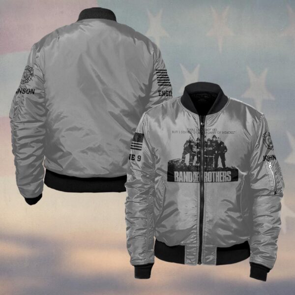 Custom Name & Fire Department Band Of Brothers Firefighterr #DQH0426 - Bomber Jacket