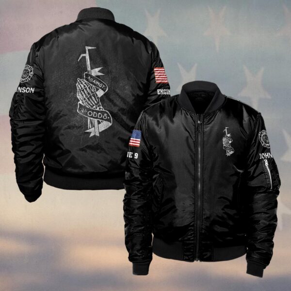 Custom Name & Text Against All Odds Firefighter #DQH0429 - Bomber Jacket