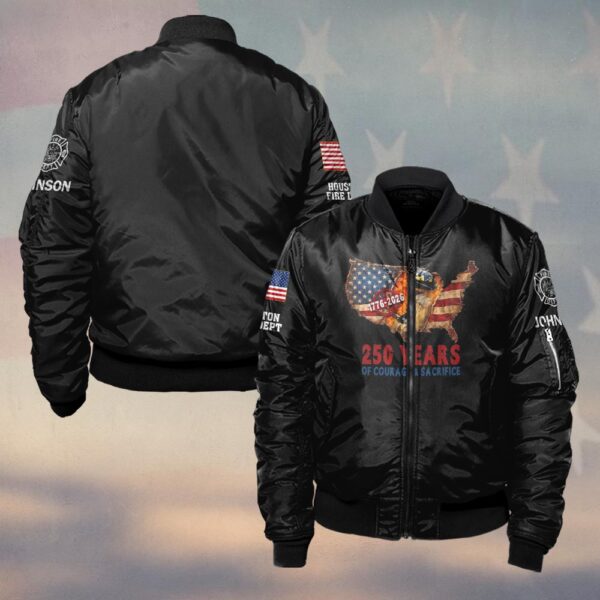 Custom Name & Fire Department 250 Years Of Courage & Sacrifice #DQH0435 - Bomber Jacket