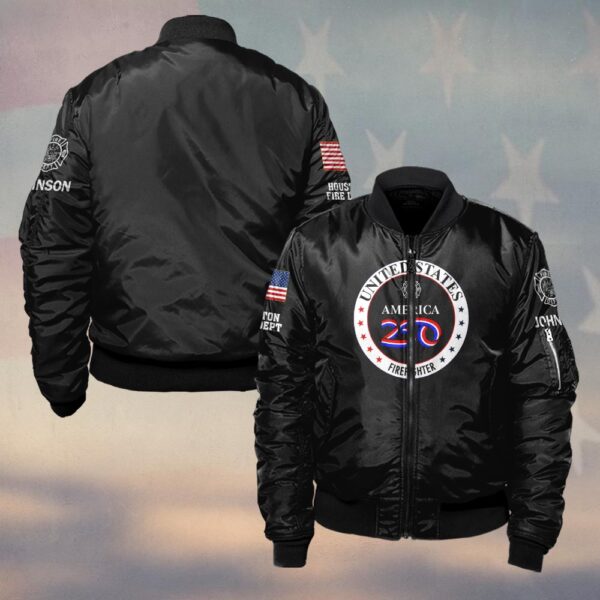 Custom Name & Fire Department USA 250 Firefighter Edition #DQH0436 - Bomber Jacket