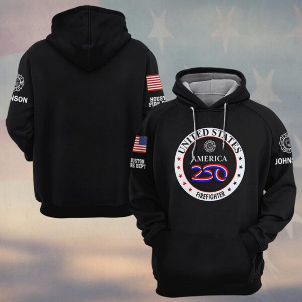 Custom Name & Fire Department USA 250 Firefighter Edition #DQH0436 - Hoodie
