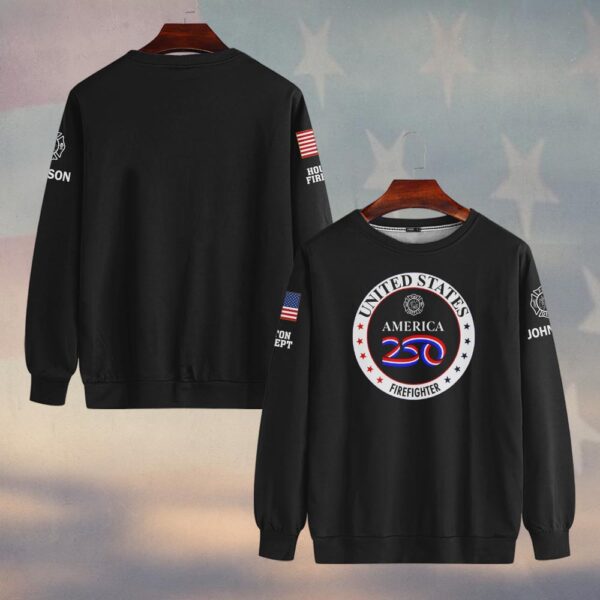 Custom Name & Fire Department USA 250 Firefighter Edition #DQH0436 - Sweatshirt