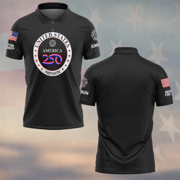 Custom Name & Fire Department USA 250 Firefighter Edition #DQH0436 - Polo