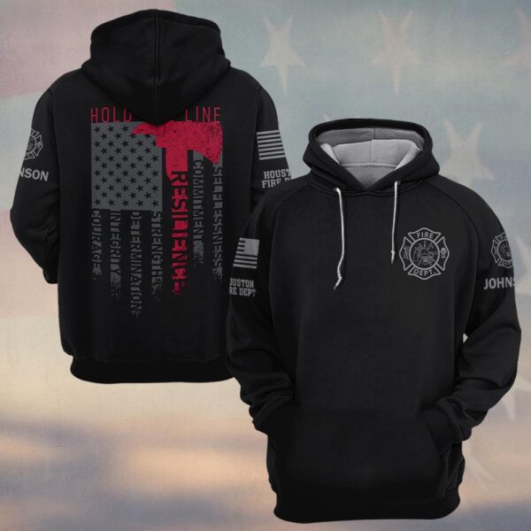 Custom Name & Fire Department Hold The Line Fire Axe Firefighter #DQH0437 - Hoodie