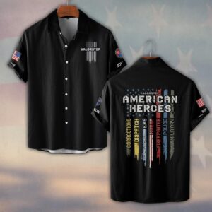 Custom Name & Department American Heroes First Responders #DQH0446 - Short Sleeve Button Shirt
