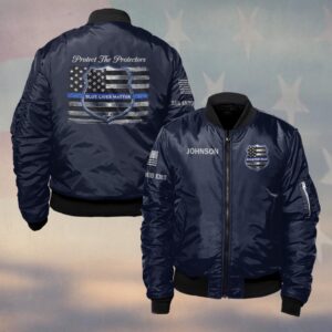 Custom Name & Department Blue Lives Matter First Responders #DQH0450 - Bomber Jacket