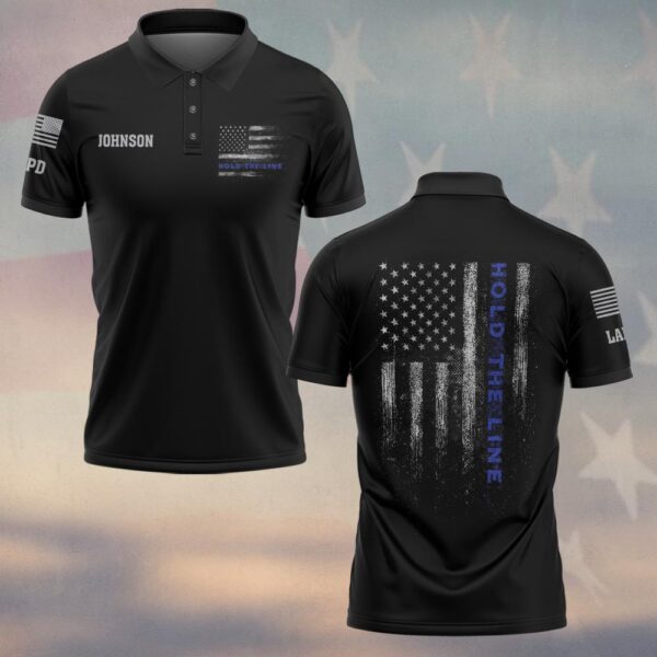 Custom Name & Department Hold The Thin Blue Line First Responders #DQH0452 - Polo