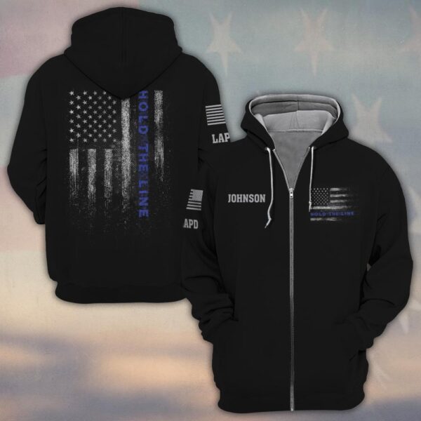 Custom Name & Department Hold The Thin Blue Line First Responders #DQH0452 - Zip Hoodie