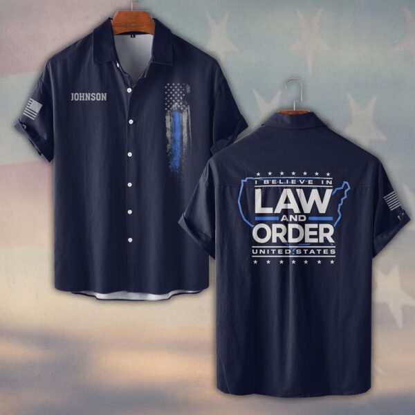 Custom Name & Department I Believe In Law & Order First Responders #DQH0453 - Short Sleeve Button Shirt