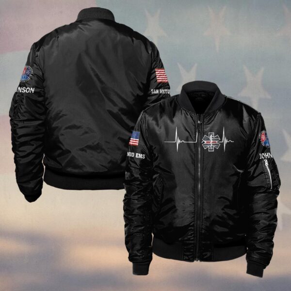 Custom Name & Department Life on the Line EMS First Responders #DQH0465 - Bomber Jacket