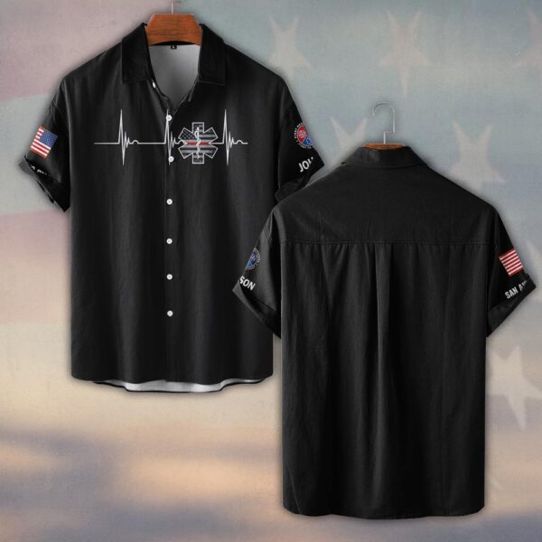 Custom Name & Department Life on the Line EMS First Responders #DQH0465 - Short Sleeve Button Shirt