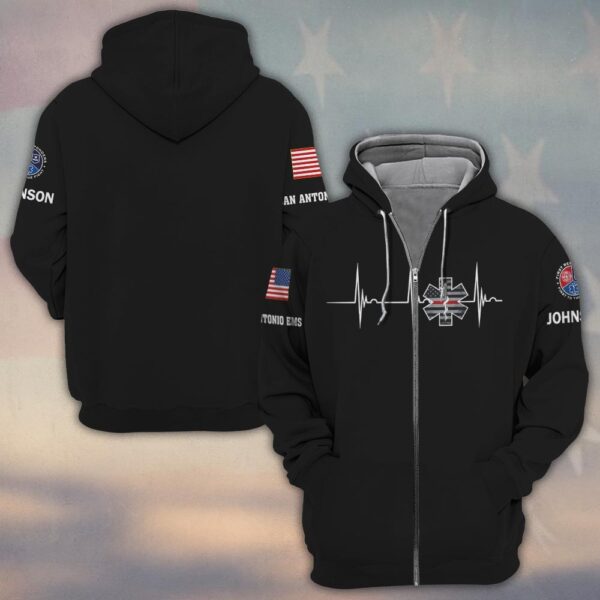 Custom Name & Department Life on the Line EMS First Responders #DQH0465 - Zip Hoodie