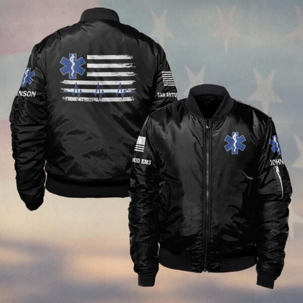 Custom Name & Department EMS Duty Pulse First Responders #DQH0471 - Bomber Jacket