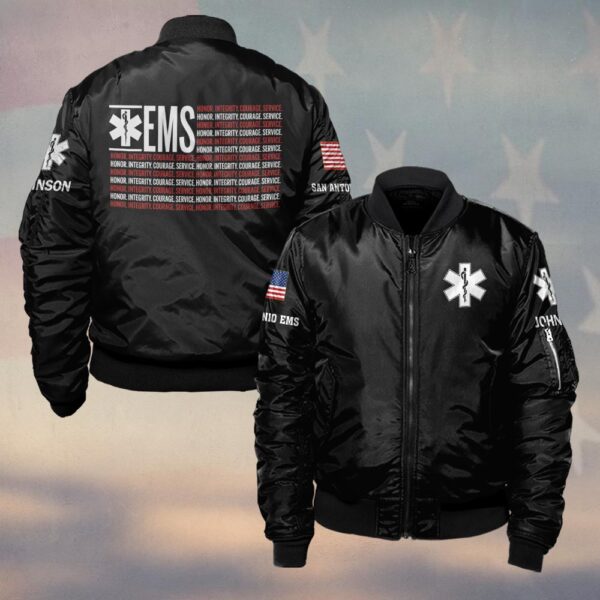 Custom Name & Department EMS Honor Integrity Courage First Responders #DQH0472 - Bomber Jacket