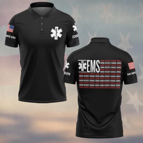 Custom Name & Department EMS Honor Integrity Courage First Responders #DQH0472 - Polo