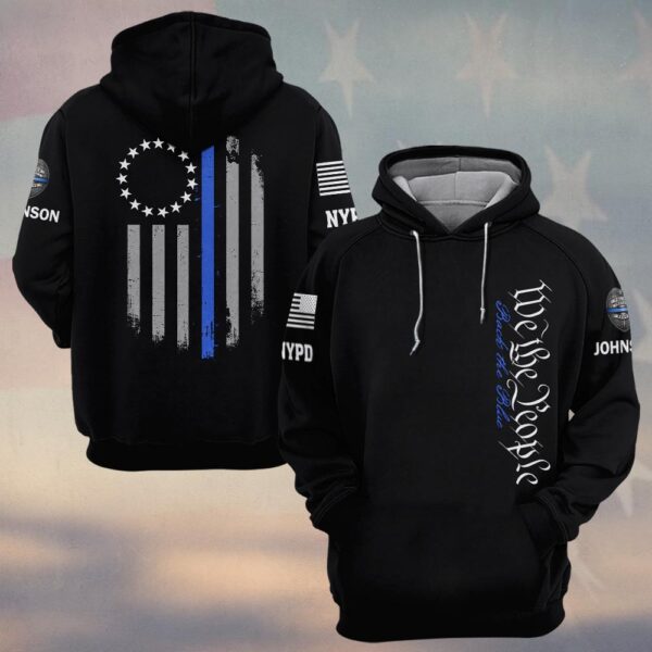 Custom Name & Station We The People Thin Blue Line Police #DQH0476 - Hoodie