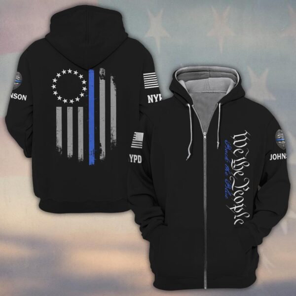Custom Name & Station We The People Thin Blue Line Police #DQH0476 - Zip Hoodie