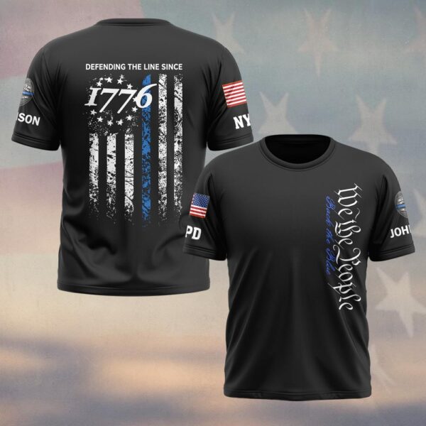 Custom Name & Department Defending The Line Since 1776 Law Enforcement #DQH0481 - T-shirt