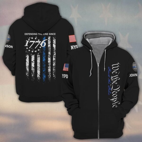 Custom Name & Department Defending The Line Since 1776 Law Enforcement #DQH0481 - Zip Hoodie