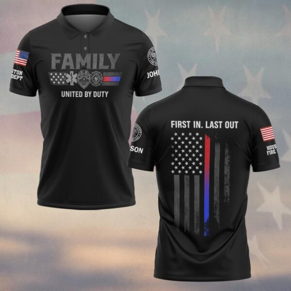 Custom Name & Department First Responder Family United By Duty #DQH0483 - Polo