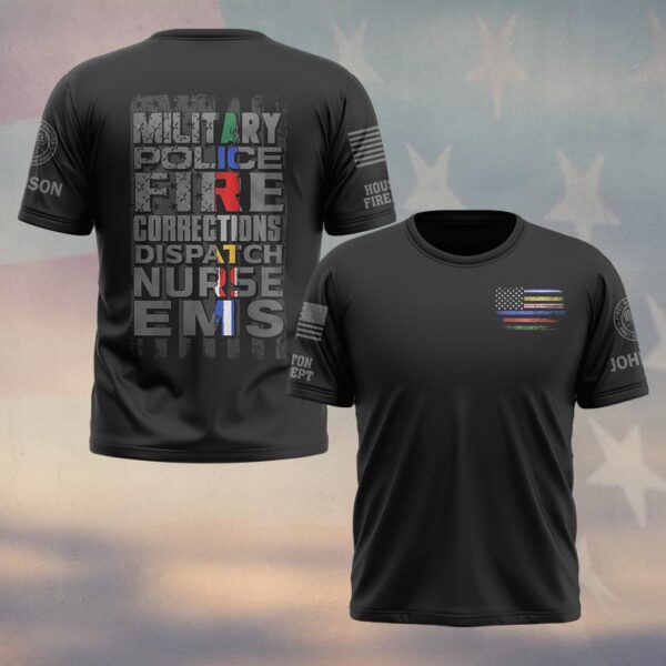 Custom Name & Department United in Service — Thin Line Edition First Responders #DQH0484 - T-shirt