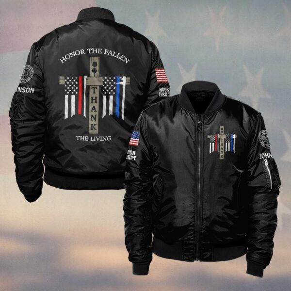 Custom Name & Department Honor The Fallen Thank The Living First Responders #DQH0486 - Bomber Jacket