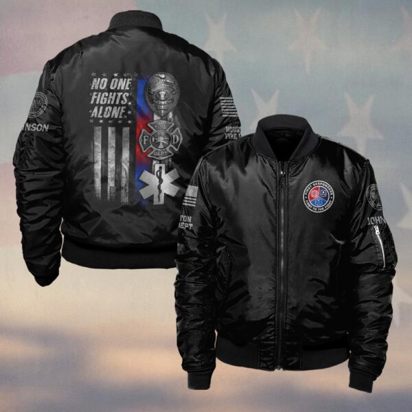 Custom Name & Department First Responders United – No One Stands Alone #DQH0487 - Bomber Jacket
