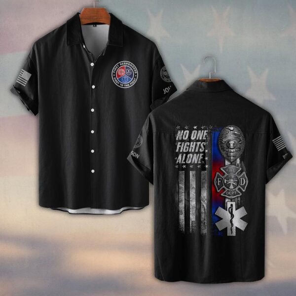 Custom Name & Department First Responders United – No One Stands Alone #DQH0487 - Short Sleeve Button Shirt