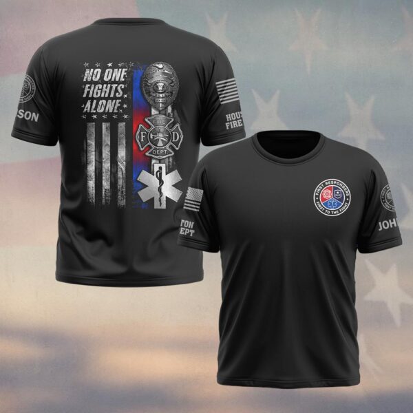 Custom Name & Department First Responders United – No One Stands Alone #DQH0487 - T-shirt
