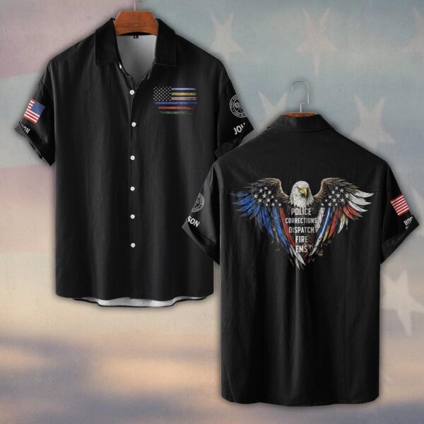 Custom Name & Department Eagle of the Front Line #DQH0488 - Short Sleeve Button Shirt