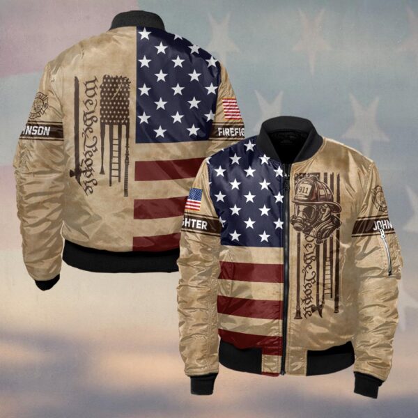 Custom Name & Department We The People America Firefighter #DQH0498 - Bomber Jacket