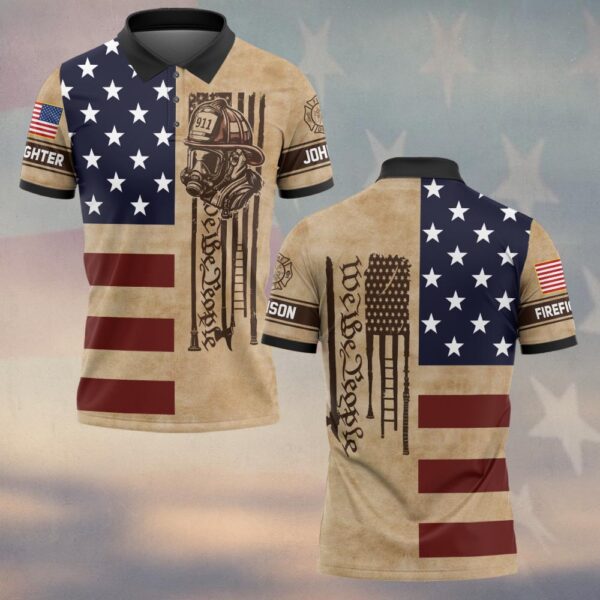 Custom Name & Department We The People America Firefighter #DQH0498 - Polo