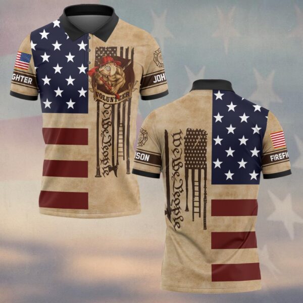 Custom Name & Department We The People America Volunteer Firefighter #DQH0499 - Polo