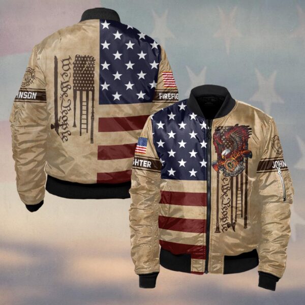 Custom Name & Department We The People American Made Eagle Firefighter #DQH0500 - Bomber Jacket
